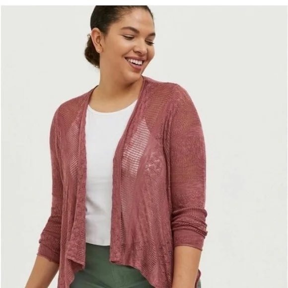 ✨Torrid Womens Cardigan Sweater Plus Size 3 Open Front Rose Pink - Picture 1 of 4